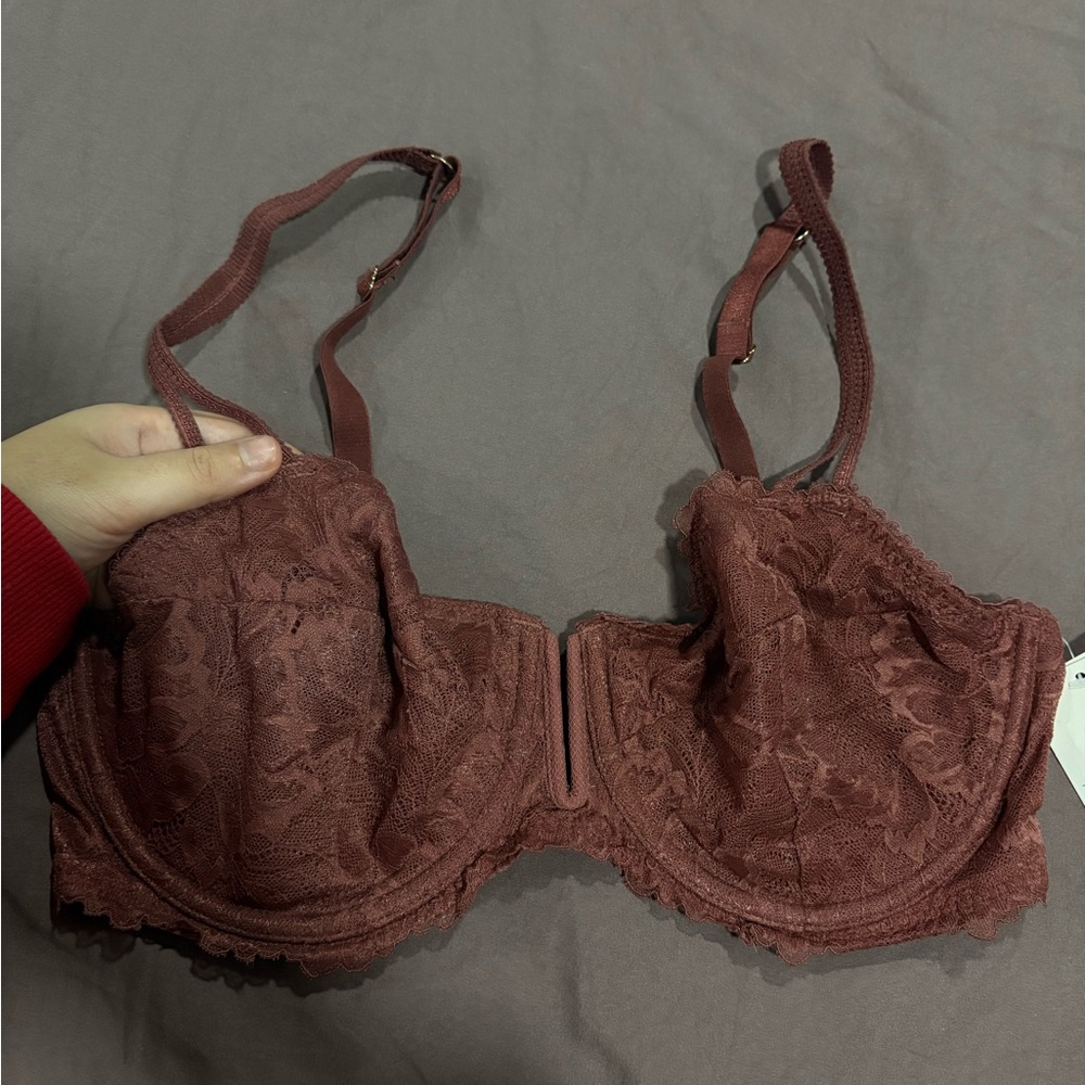 Elegant Lace Underwire Bra - mauve